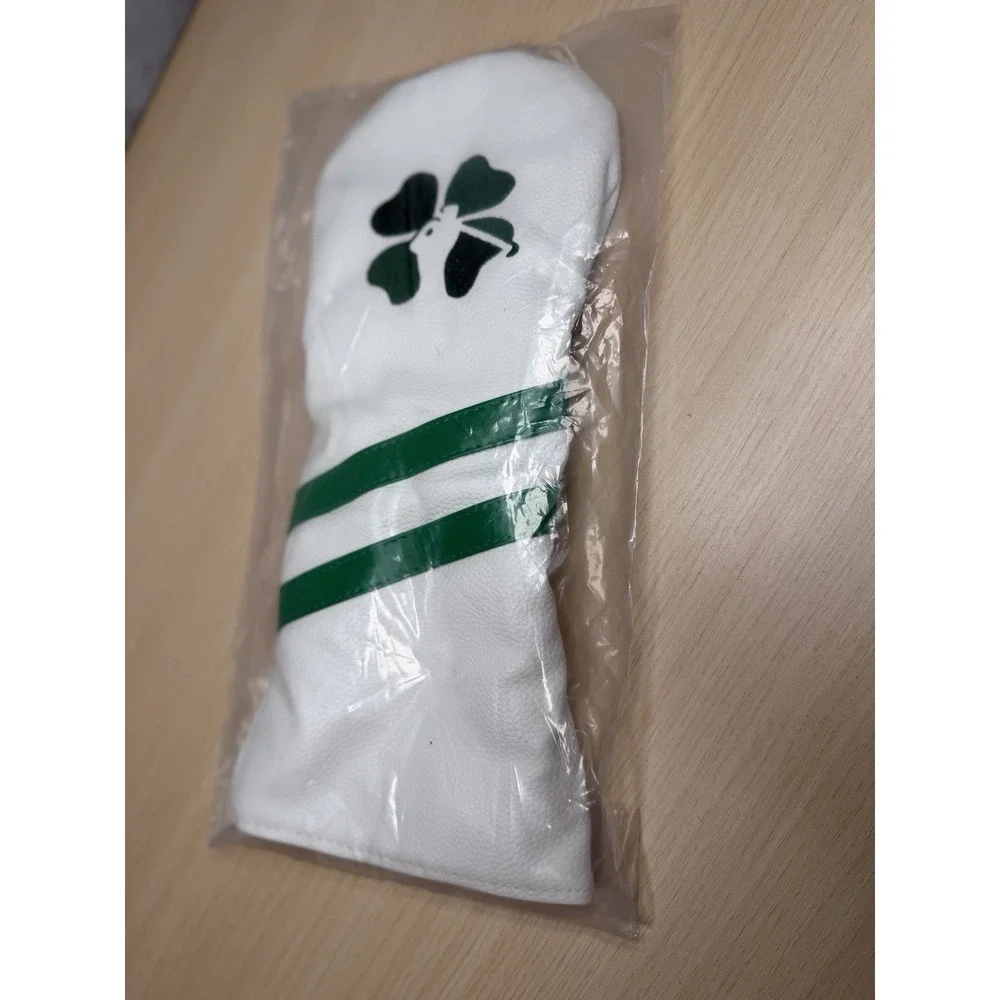 Lucky Driver Golf Head Cover White And green Clover